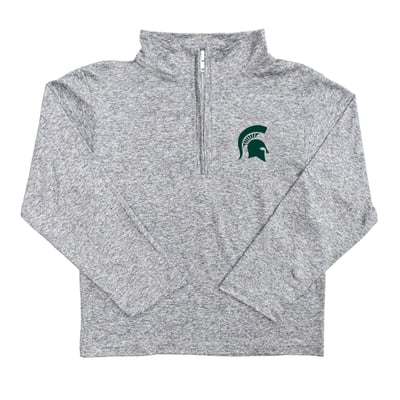  Michigan State Spartans Vive La Fete Youth Team Logo Quarter-Zip Sweatshirt - Heather Gray