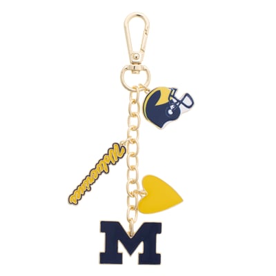 Michigan Wolverines CANVAS Style Heart Cluster Bag Charm