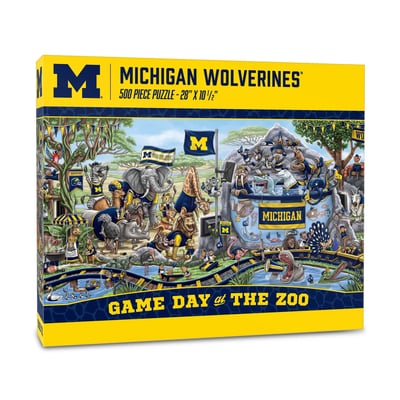 Michigan Wolverines Fanpoint 10.5" x 28" Game Day at the Zoo 500-Piece Puzzle