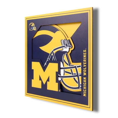 Michigan Wolverines Fanpoint 12'' x 12'' 3D Logo Wall Art