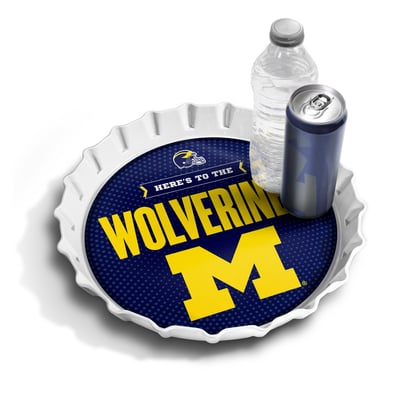 Michigan Wolverines Fanpoint 13" Bottle Cap Serving Tray