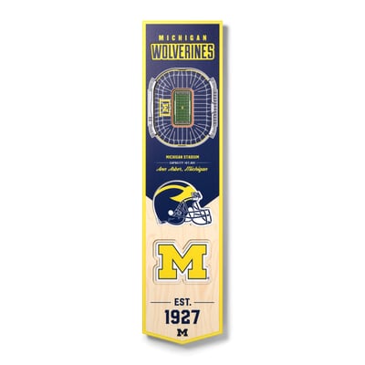 Michigan Wolverines Fanpoint 8'' x 32'' 3D StadiumView Banner