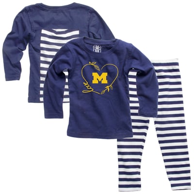 Michigan Wolverines Wes & Willy Girls Infant Long Sleeve Top and Pant Set - Navy
