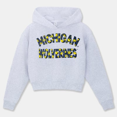 Michigan Wolverines ZooZatz Girls Youth Cropped Hoodie - Heather Gray
