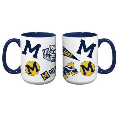 Michigan Wolverines Indigo Falls Core College Vintage Medley Two-Pack Mug Set