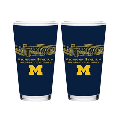  Michigan Wolverines Indigo Falls Core Stadium Pint Glass 2-Pack
