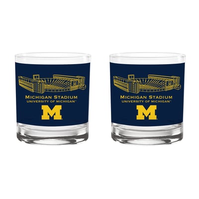 Michigan Wolverines Indigo Falls Core Stadium Two-Piece 14oz. Rocks Glass Set