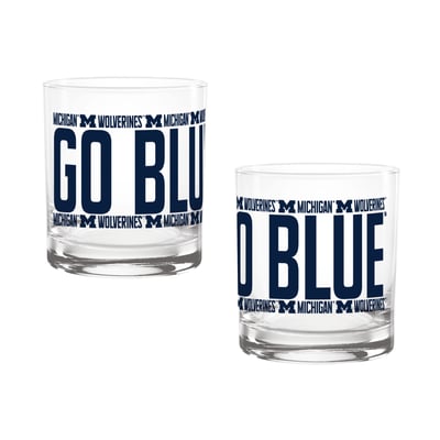 Indigo Falls Michigan Wolverines Elevated Rocks Glass - Set of 2

