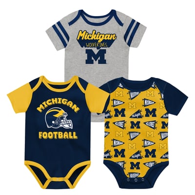 Michigan Wolverines Outerstuff Infant Star Player Three-Piece Bodysuit Set