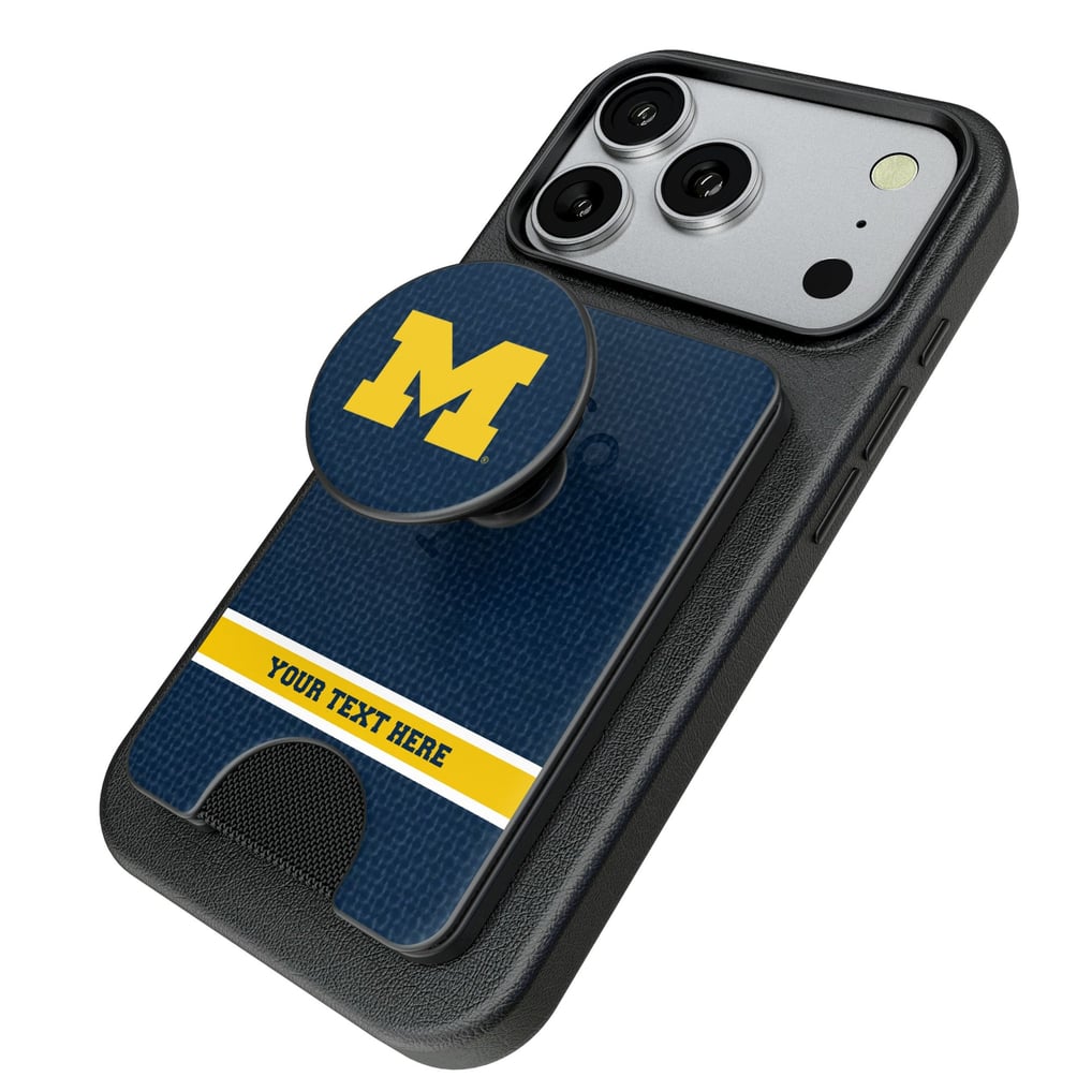 Michigan Wolverines Keyscaper Personalized Endzone Solid PopSockets Magnetic Wallet