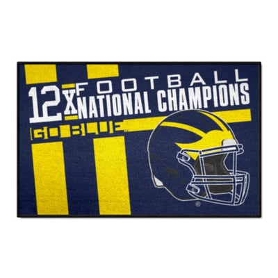 Michigan Wolverines Logo Brands Football National Champions 19" x 30" Dynasty Starter Mat
