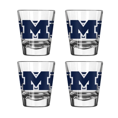Michigan Wolverines Logo Brands Four-Piece Stripe Shot Glass Set