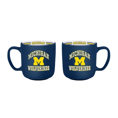 Michigan Wolverines Logo Brands Two-Piece 15oz. Stripe Mug Set
