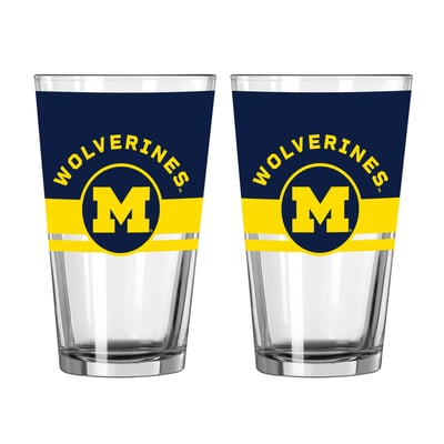 Michigan Wolverines Logo Brands Two-Piece 16oz. Horizon Pint Glass Set