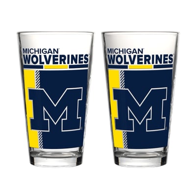 Michigan Wolverines Logo Brands Two-Piece 16oz. Pint Glass Set