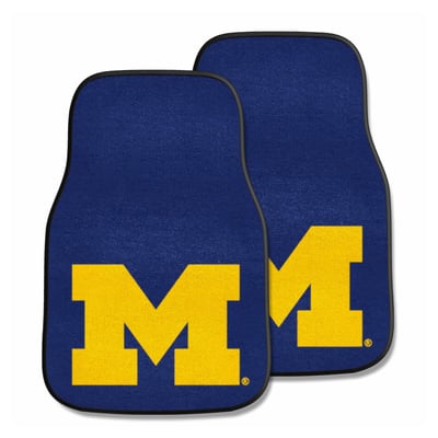 Michigan Wolverines Logo Brands Two-Piece Carpet Car Mat Set