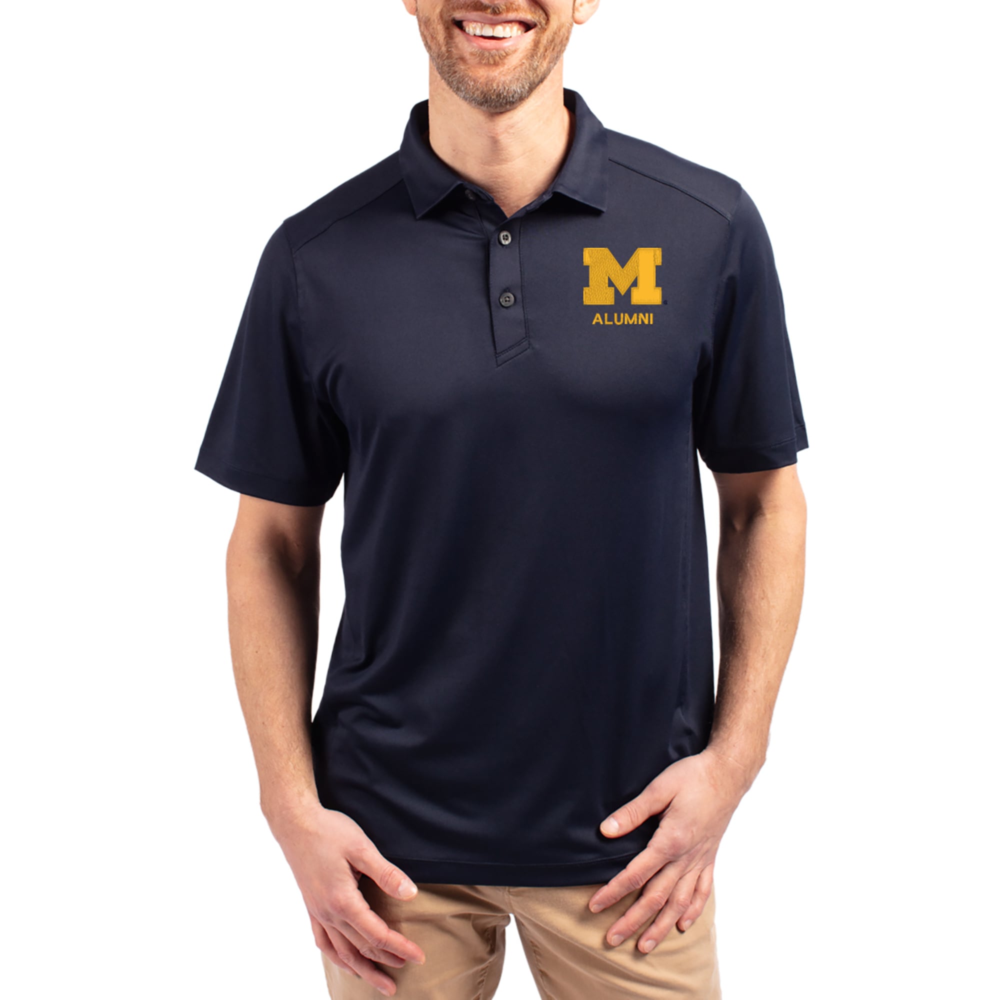 Cutter & Buck Michigan Wolverines Navy Forge Alumni Eco Stretch ...