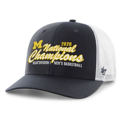  Michigan Wolverines '47 2026 NCAA Men's Basketball National Champions Trucker Adjustable Hat - Navy