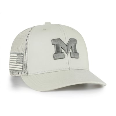 Michigan Wolverines '47 Operation Hat Trick Adjustable Trucker Hat - Stone