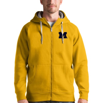 Michigan Wolverines Antigua Victory Full-Zip Hoodie - Gold