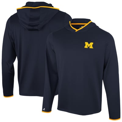  Michigan Wolverines Antigua Brink Color Pop Long Sleeve Hoodie T-Shirt - Navy