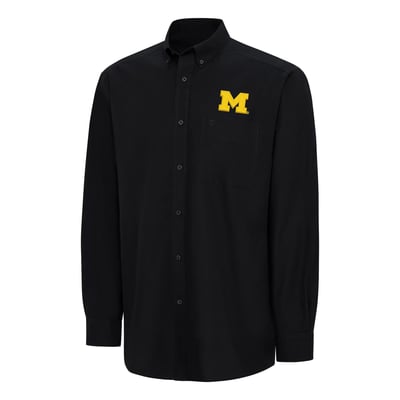  Michigan Wolverines Ariat Wrinkle Free Classic Button-Down Shirt - Black