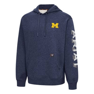  Michigan Wolverines Ariat Rebar Lightweight Logo Hoodie - Navy