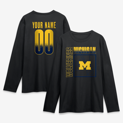 Michigan Wolverines  Home Court Pop Personalized Any Name & Number Long Sleeve T-Shirt - Black