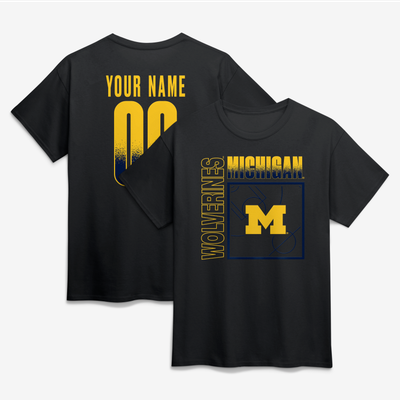 Michigan Wolverines  Home Court Pop Personalized Any Name & Number T-Shirt - Black