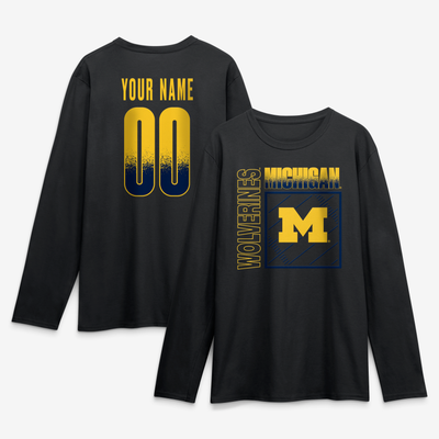 Michigan Wolverines  Home Field Pop Personalized Any Name & Number Long Sleeve T-Shirt - Black