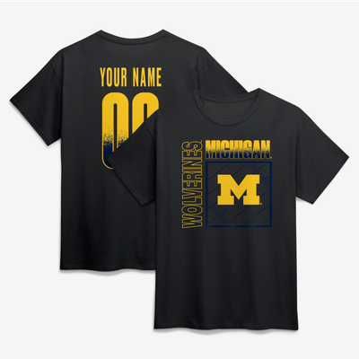 Michigan Wolverines  Home Field Pop Personalized Any Name & Number T-Shirt - Black