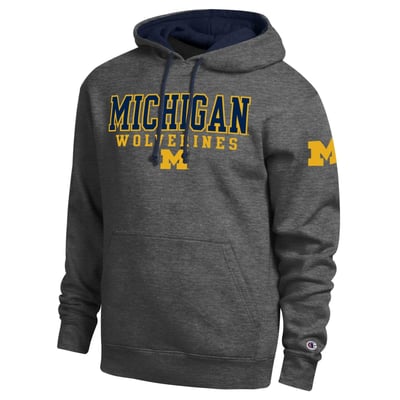  Michigan Wolverines Champion Contrast Hoodie - Charcoal
