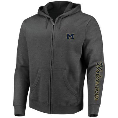 Michigan Wolverines Champion Big & Tall Full-Zip Hoodie - Heather Charcoal