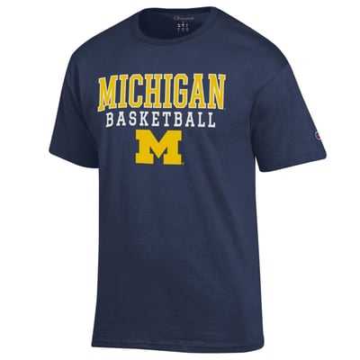 Michigan Wolverines Champion Basketball Stack T-Shirt - Navy