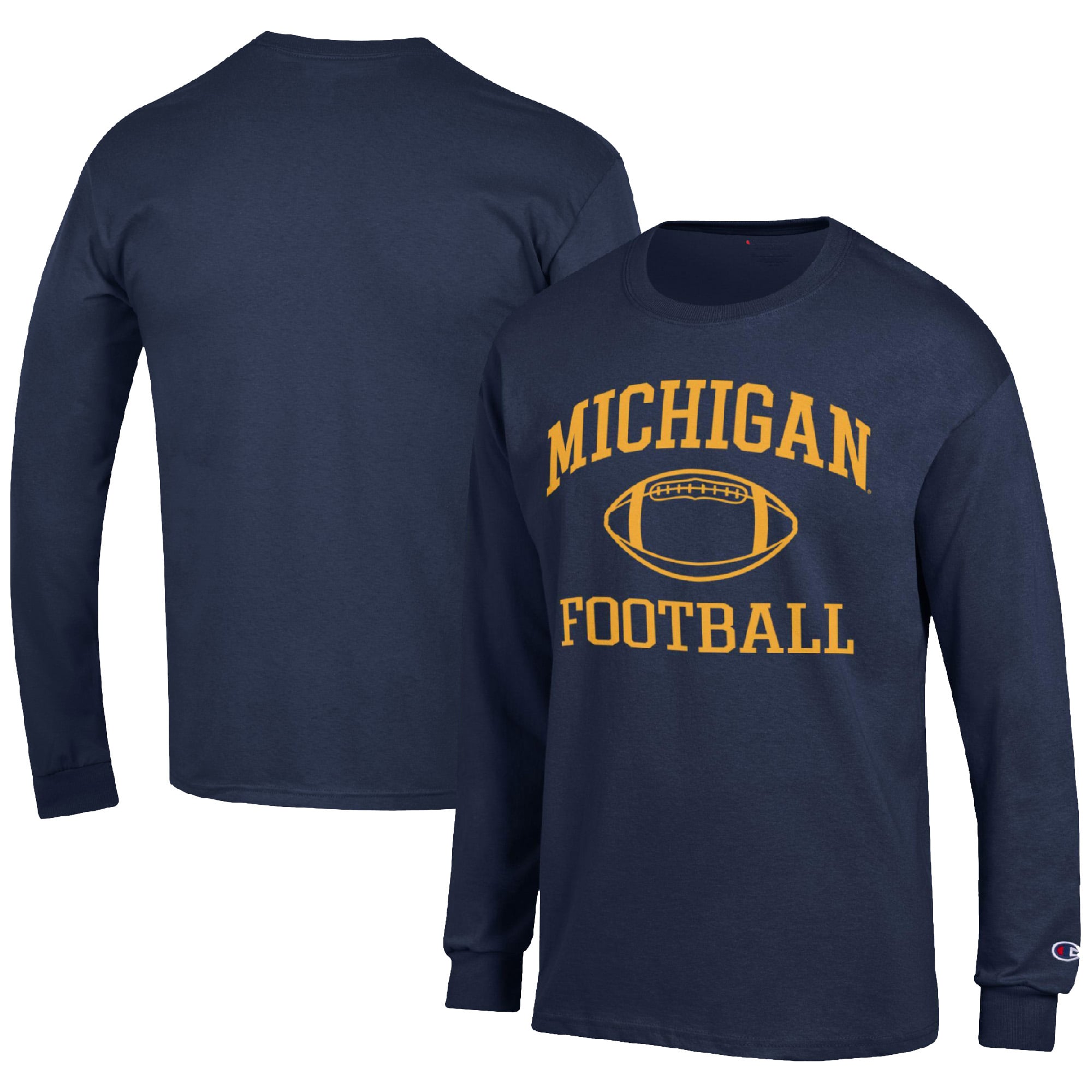 Michigan Wolverines Champion Football Icon Long Sleeve T-Shirt - Navy