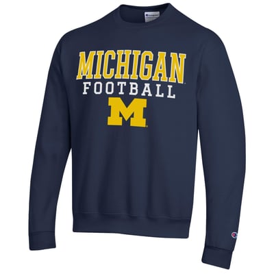 Michigan Wolverines Champion Football Stack Sweatshirt - Navy