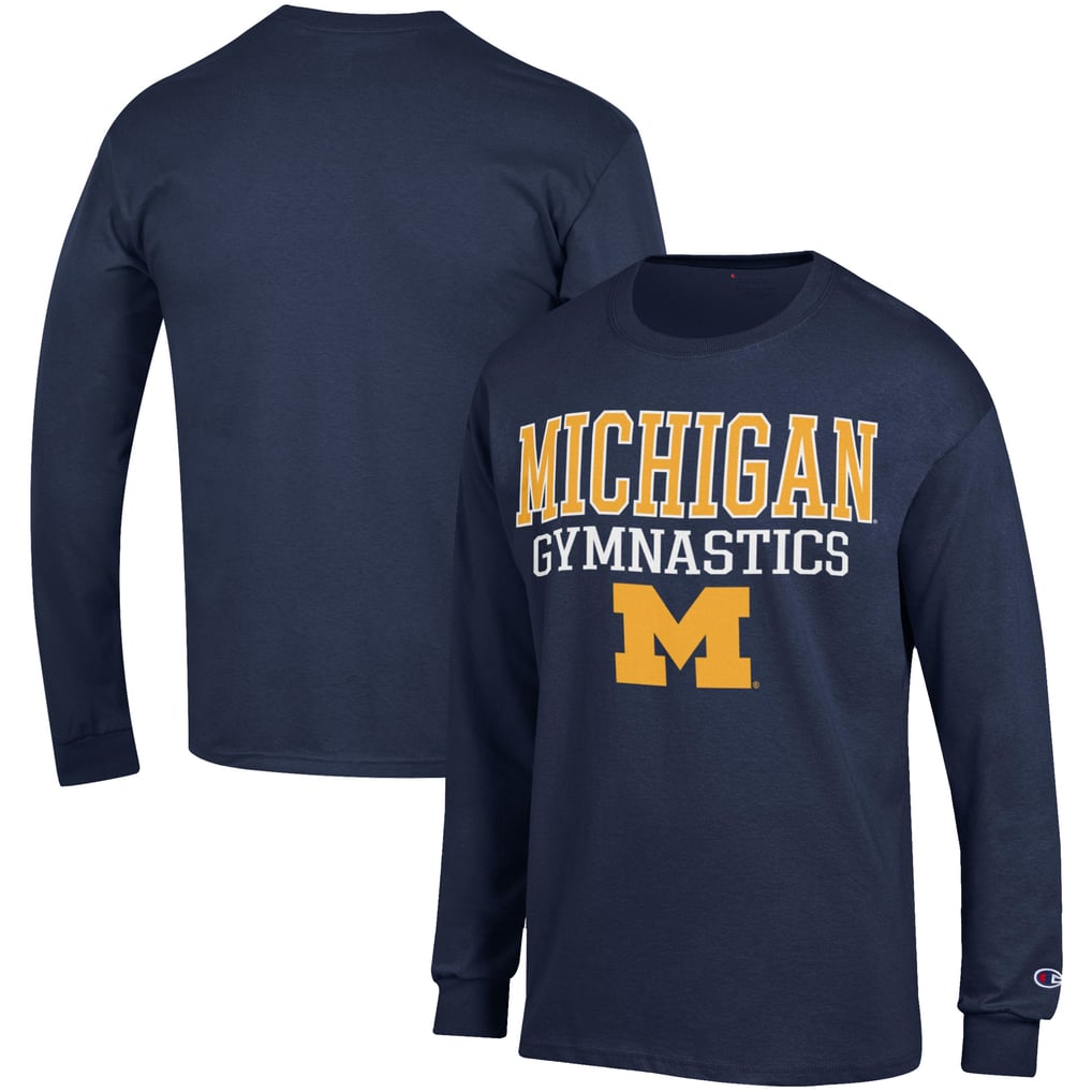  Michigan Wolverines Champion Gymnastics Stack Long Sleeve T-Shirt - Navy