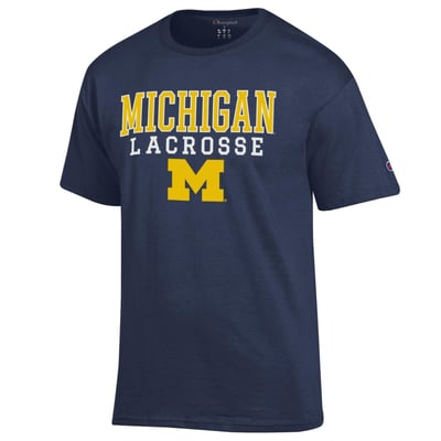  Michigan Wolverines Champion Lacrosse Stacked T-Shirt - Navy