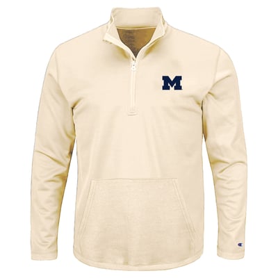 Michigan Wolverines Champion Big & Tall Quarter-Zip Pullover - Oatmeal
