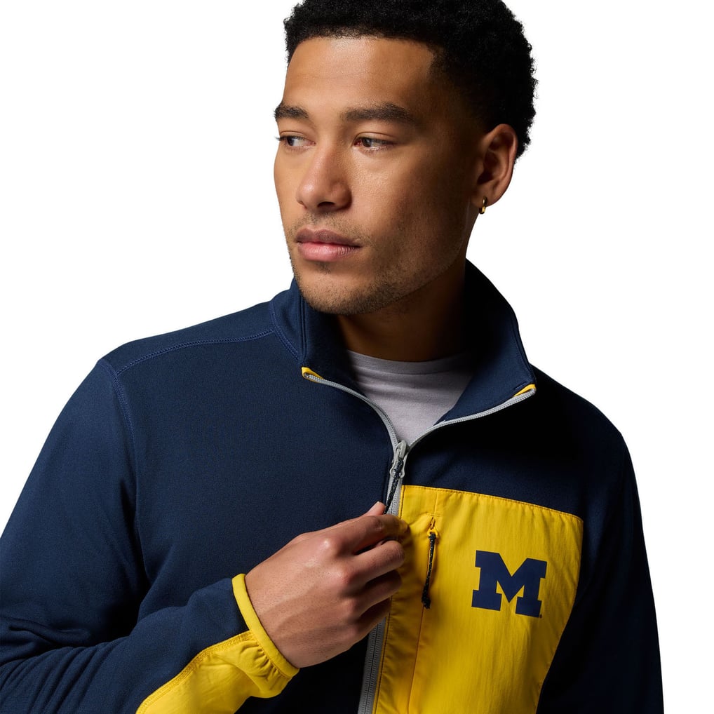 Michigan Wolverines Columbia Hike Omni-Wick Half-Zip Pullover - Navy/Gray