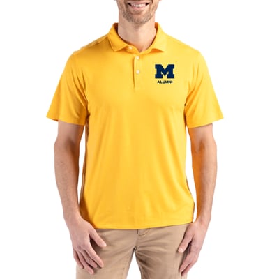 Michigan Wolverines Cutter & Buck Coastline Epic Comfort Eco Recycled Polo - Maize