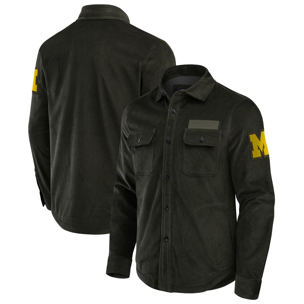Michigan Wolverines Darius Rucker Collection by Fanatics Corduroy Full-Button Shacket - Olive