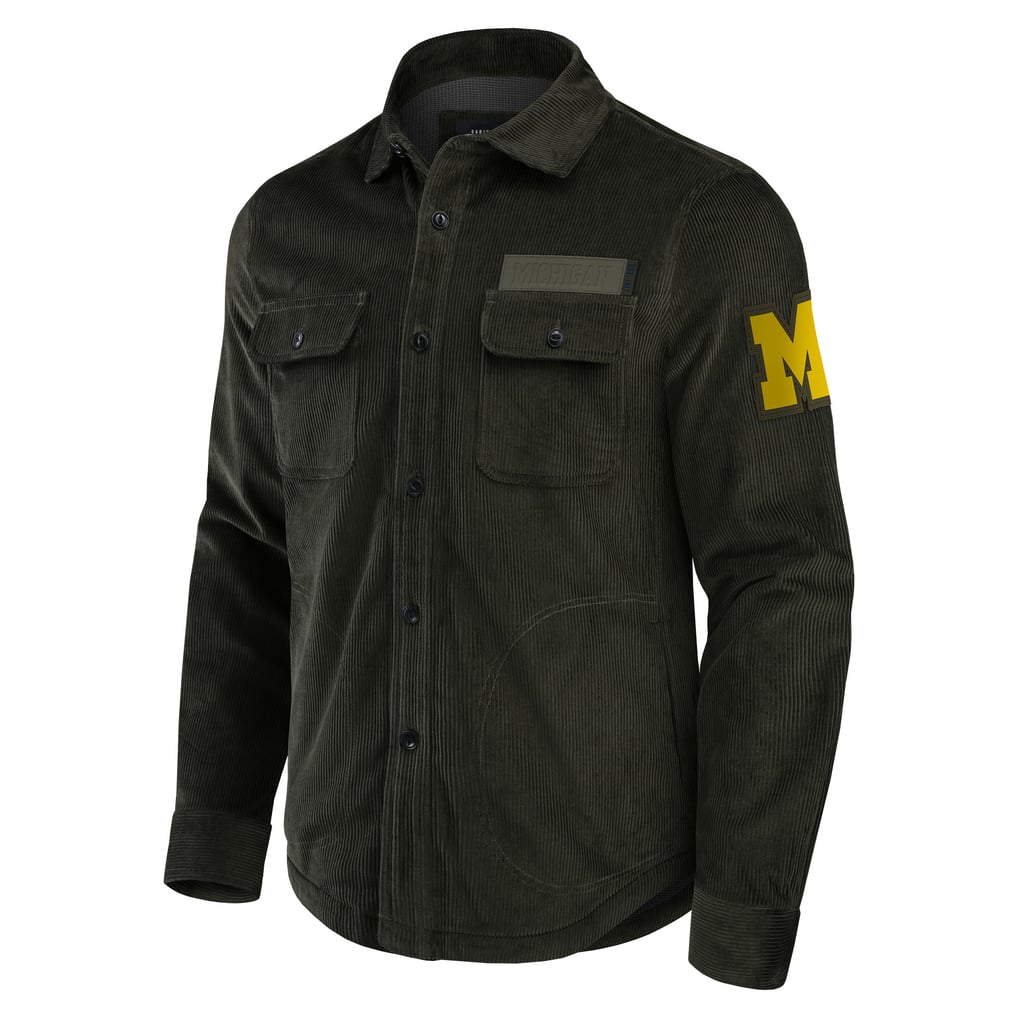 Michigan Wolverines Darius Rucker Collection by Fanatics Corduroy Full-Button Shacket - Olive