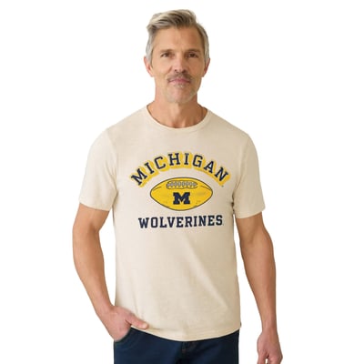 Michigan Wolverines FAHERTY Sunwashed T-Shirt - Beige