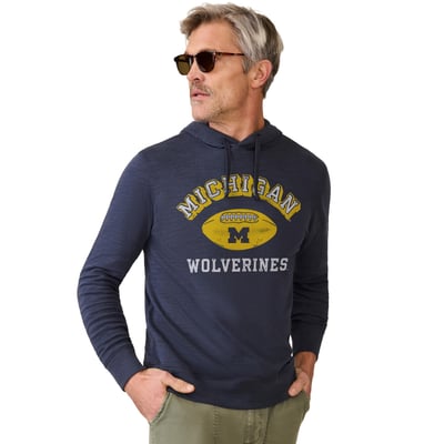 Michigan Wolverines FAHERTY Sunwashed Slub Hoodie - Navy