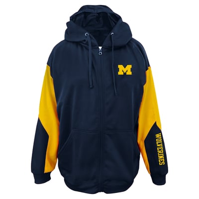 Michigan Wolverines Fanatics Big & Tall Sleeve Block Full-Zip Hoodie - Navy