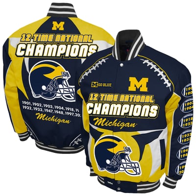 Michigan Wolverines Franchise Club Commemorative Cotton Twill Full-Snap Jacket - Navy