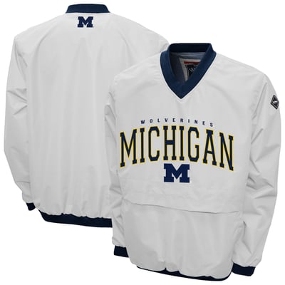 Michigan Wolverines Franchise Club Member Windshell V-Neck Pullover Jacket - White