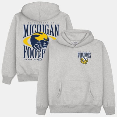  Michigan Wolverines Homefield Football Heavyweight Hoodie - Gray