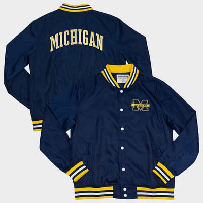  Michigan Wolverines Homefield Arched Type Full-Snap Bomber Jacket - Navy